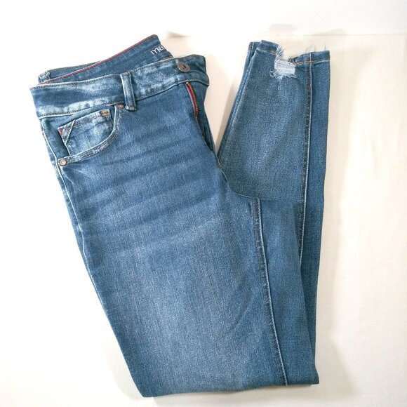 Maurices Women's High-Rise Super Skinny Distressed Hem Jeans SZ 14W Regular - Picture 1 of 16